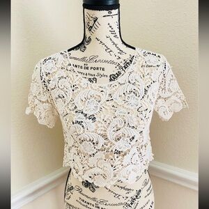 Wet Seal White Lace Crop Top XS